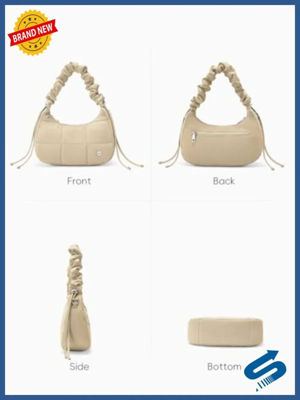 Quilted Puffer Crescent Shoulder Bag Water-Resistant Nylon Crossbody Purse